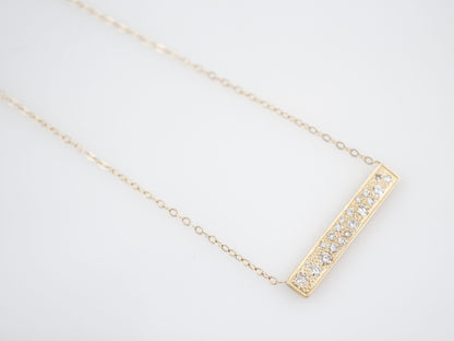 Modern Bar Necklace .80 Single Cut Diamonds in 14k Yellow Gold