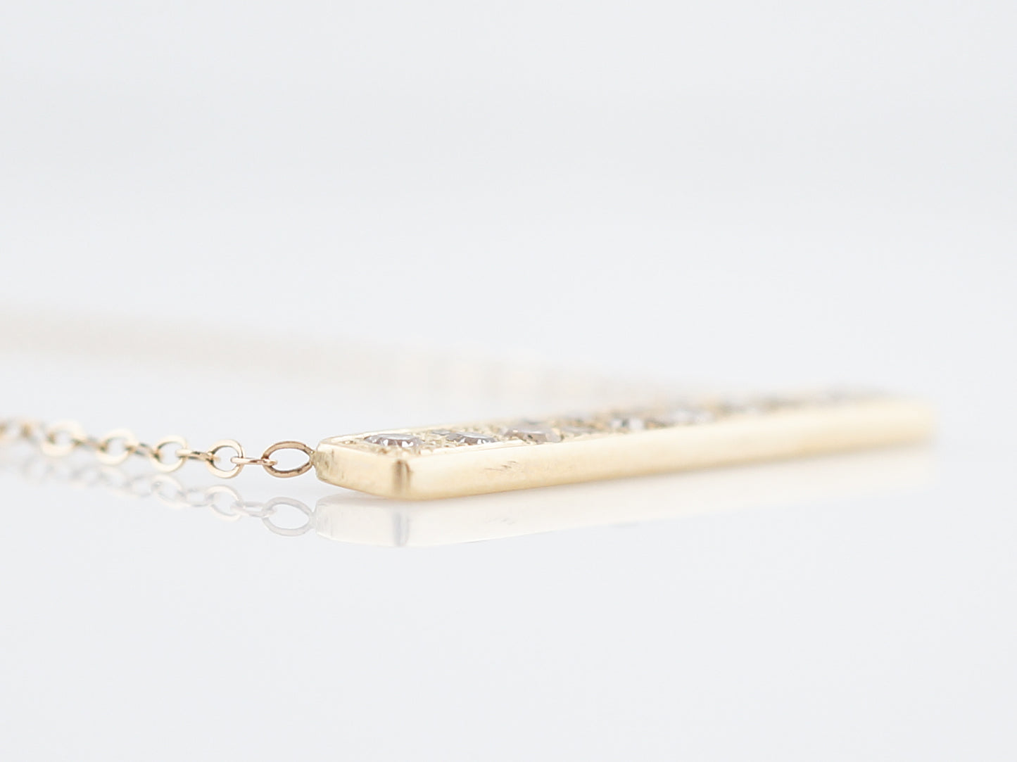 Modern Bar Necklace .80 Single Cut Diamonds in 14k Yellow Gold