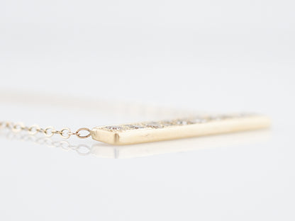 Modern Bar Necklace .80 Single Cut Diamonds in 14k Yellow Gold