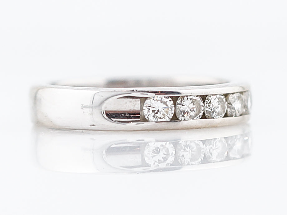 Wedding Band Modern .77 Round Brilliant Cut Diamonds in 14k White Gold