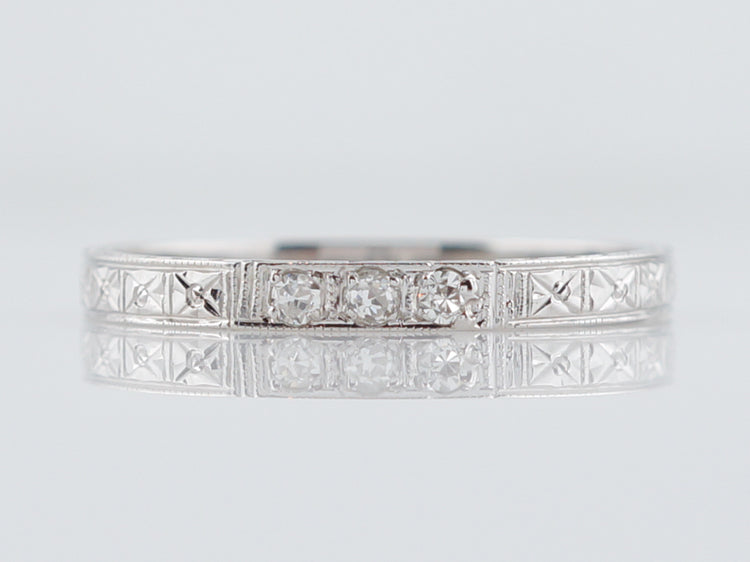 Antique Wedding Band Art Deco .06 Old European & Single Cut Diamonds in 18k White Gold