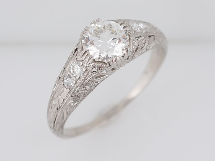 Antique Engagement Ring Art Deco .72 Old European Cut Diamond in Platinum