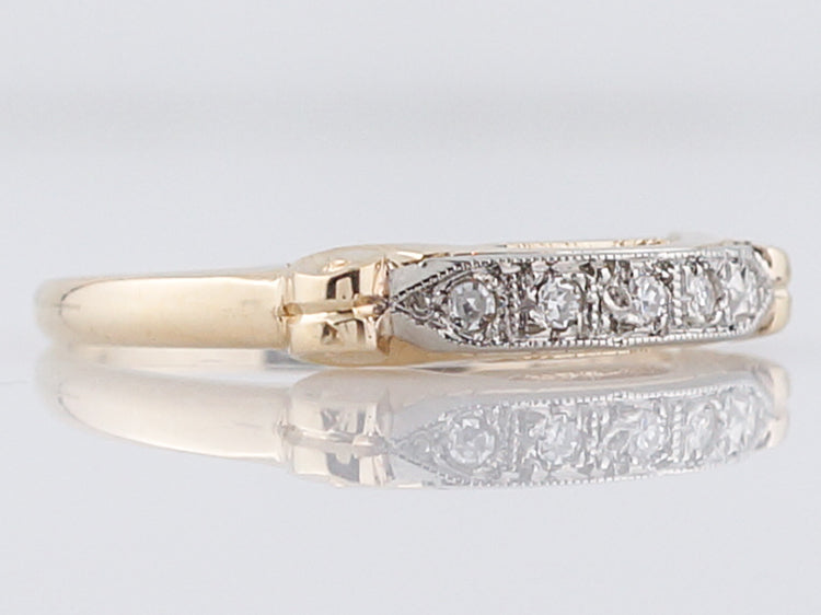 Antique Wedding Band Late Art Deco .20 Single Cut Diamonds in 14k