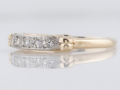 Antique Wedding Band Late Art Deco .20 Single Cut Diamonds in 14k