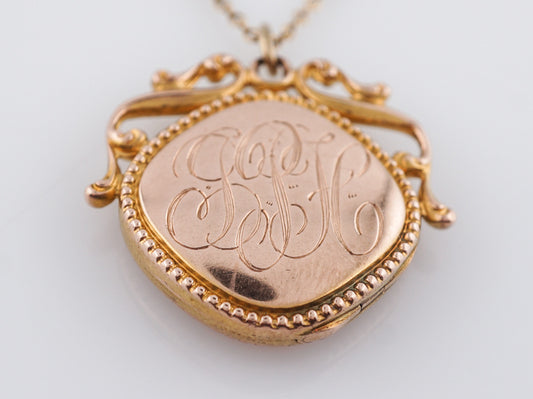 Antique Victorian Engraved Locket in 12k Yellow Gold