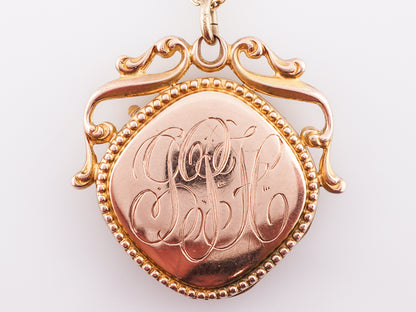 Antique Victorian Engraved Locket in 12k Yellow Gold