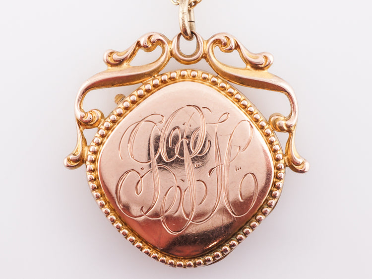 Antique Victorian Engraved Locket in 12k Yellow Gold