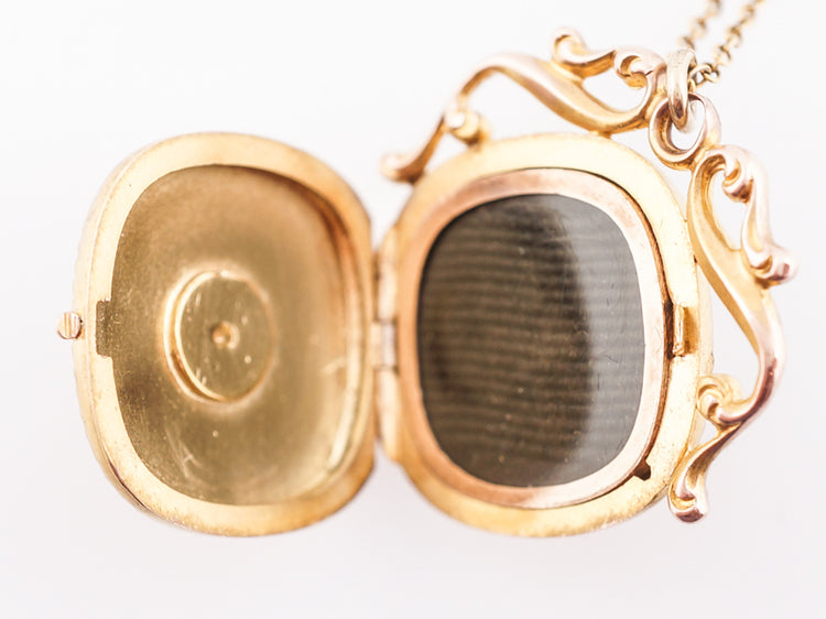 Antique Victorian Engraved Locket in 12k Yellow Gold