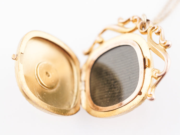 Antique Victorian Engraved Locket in 12k Yellow Gold