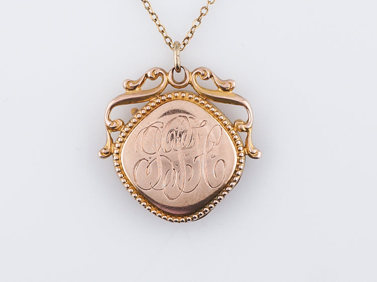 Antique Victorian Engraved Locket in 12k Yellow Gold