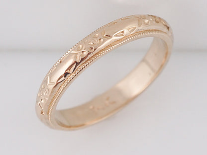 Antique Wedding Band Art Deco Engraved in 14k Yellow Gold