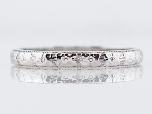 Antique Wedding Band Art Deco Orange Blossom in 18k White Gold