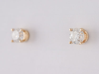 Modern Earrings 1.20 Round Brilliant Cut Diamonds in 14k Yellow Gold