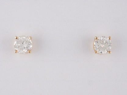 Modern Earrings 1.20 Round Brilliant Cut Diamonds in 14k Yellow Gold