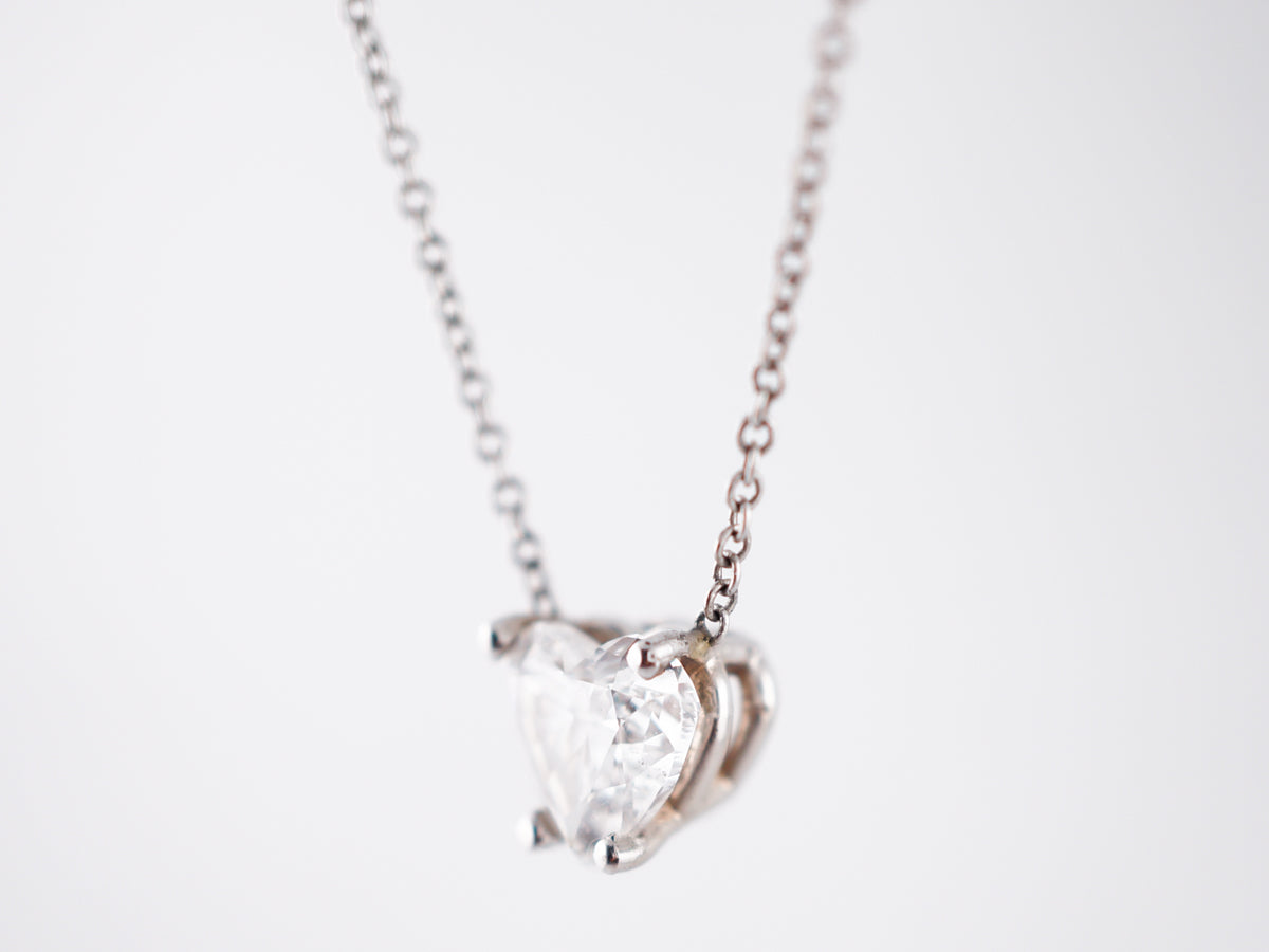 Necklace Modern 1.01 Heart Cut Diamond in 14k White Gold