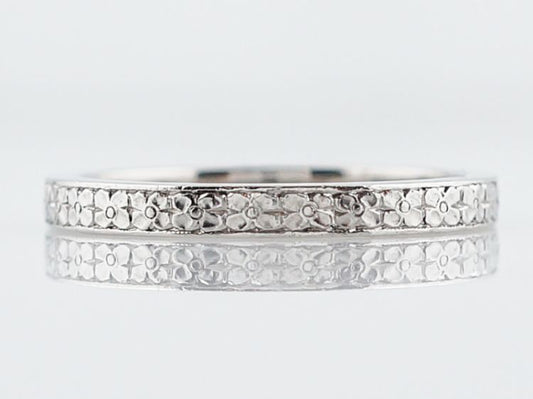 Antique Wedding Band Art Deco Floral Engraved in Platinum