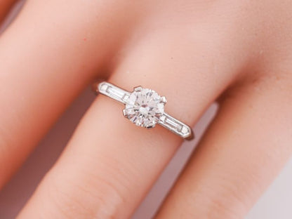 Antique Engagement Ring Art Deco .58 Round Brilliant Cut Diamond in Platinum