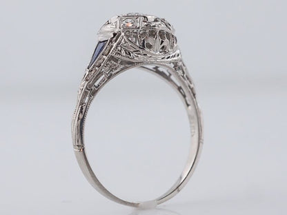 Antique Engagement Ring Art Deco .20 Transitional Cut Diamond in 18k White Gold