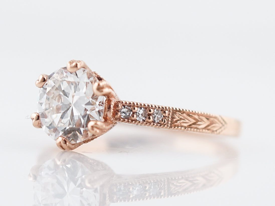 Engagement Ring Modern 1.05 Transitional Cut Diamond in 14k Rose Gold