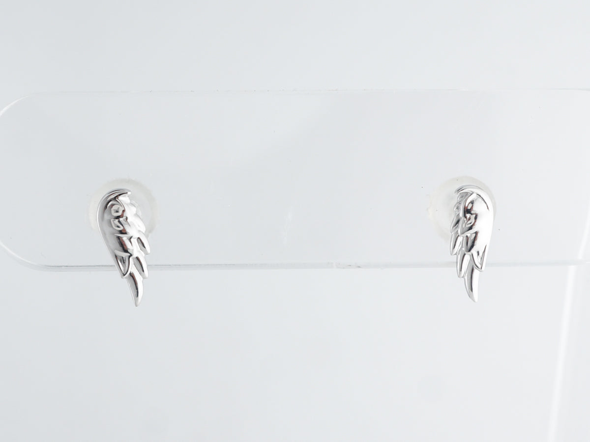 Wing Stud Earrings in 14k White Gold