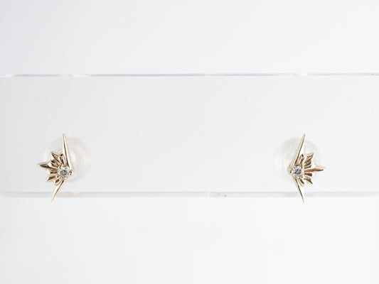 Star Diamond Stud Earrings in 14k Yellow Gold