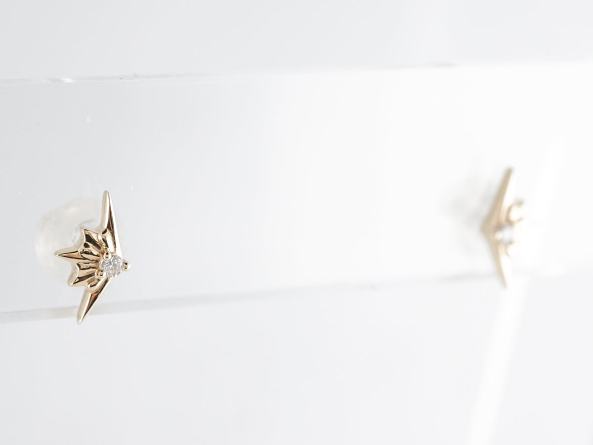 Star Diamond Stud Earrings in 14k Yellow Gold