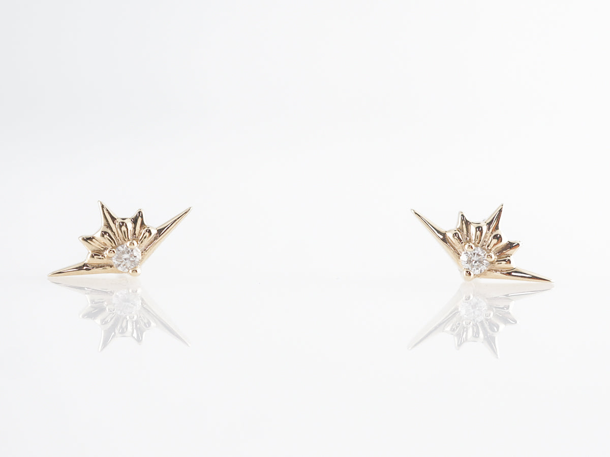 Star Diamond Stud Earrings in 14k Yellow Gold