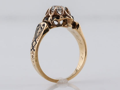 Antique Engagement Ring Victorian .61 Old Mine Cut Diamond in 18k Yellow Gold