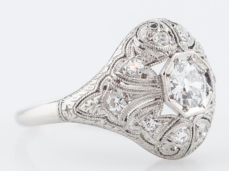 Antique Engagement Ring Art Deco .31 Old European Cut Diamond in PlatinumComposition: Platinum