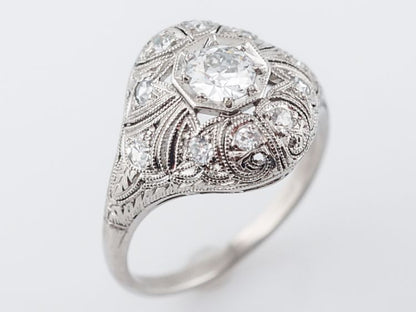 Antique Engagement Ring Art Deco .31 Old European Cut Diamond in Platinum