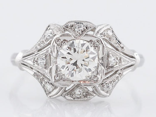 Antique Engagement Ring Art Deco .70 Old European Cut Diamond in Platinum