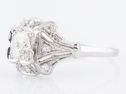 Antique Engagement Ring Art Deco .70 Old European Cut Diamond in Platinum
