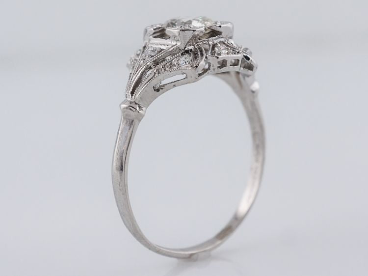 Antique Engagement Ring Art Deco .70 Old European Cut Diamond in Platinum