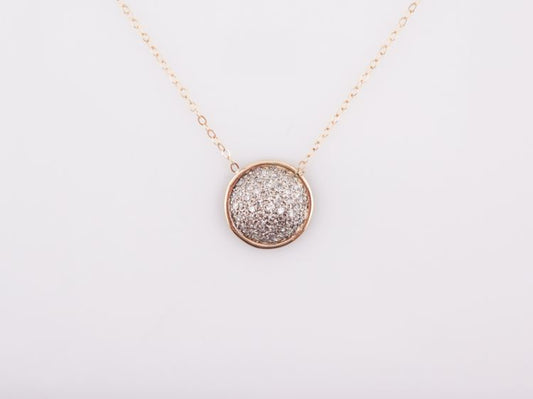 Modern Pave Pendant .62 Single Cut Diamonds in 14k Yellow Gold