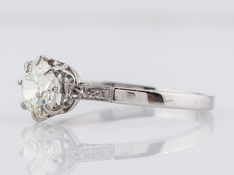 Antique Engagement Ring Art Deco 1.18 Old European Cut Diamond in Platinum