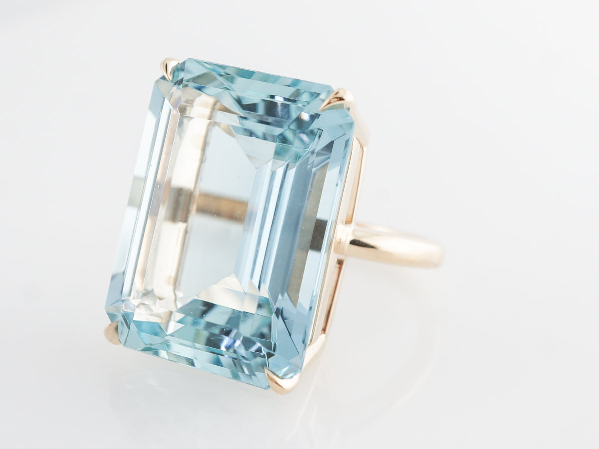 Emerald Cut Aquamarine Cocktail Ring in 18k Yellow Gold