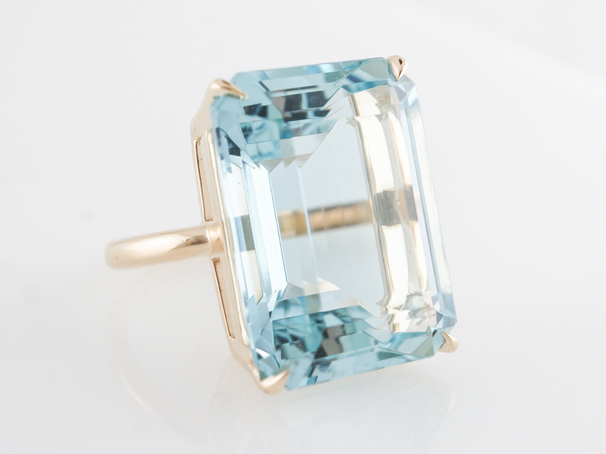 Emerald Cut Aquamarine Cocktail Ring in 18k Yellow Gold