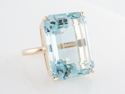 Emerald Cut Aquamarine Cocktail Ring in 18k Yellow Gold