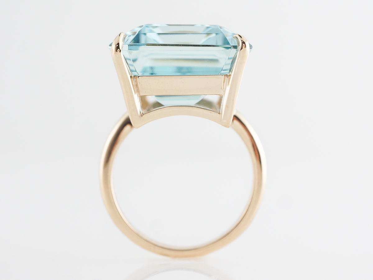 Emerald Cut Aquamarine Cocktail Ring in 18k Yellow Gold