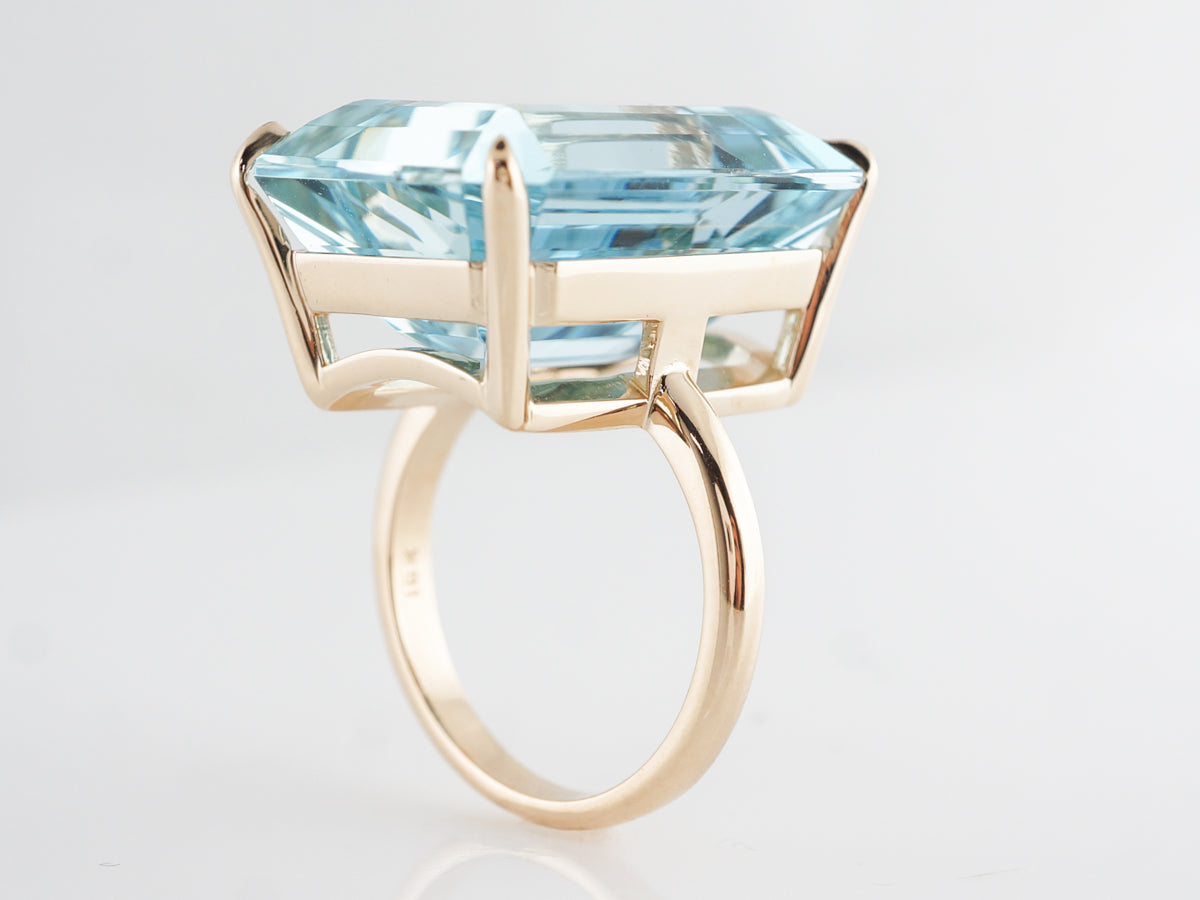 Emerald Cut Aquamarine Cocktail Ring in 18k Yellow Gold