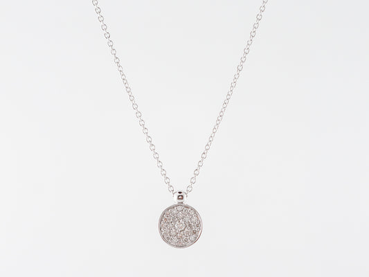 Diamond Pave Pendant w/ 16 Inch Chain in 14k White Gold