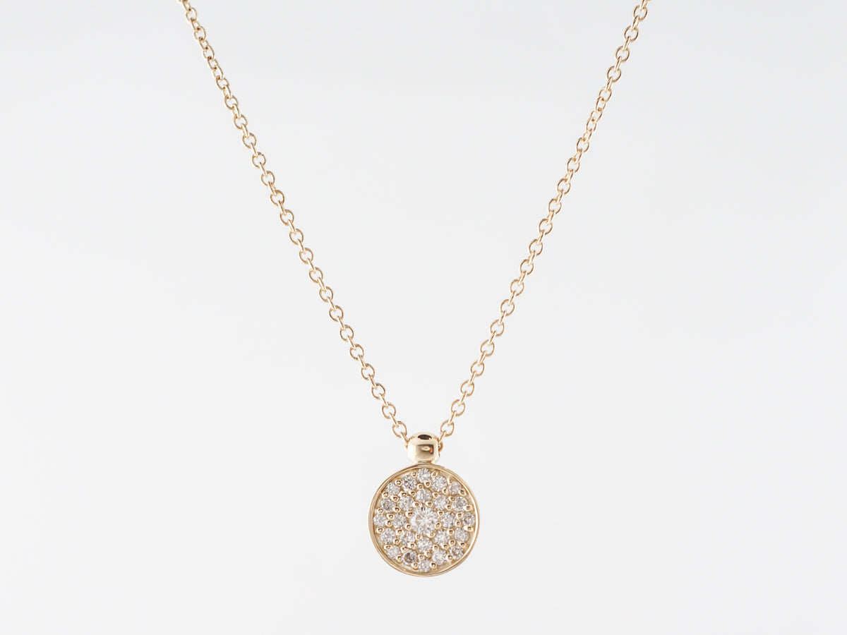 16 Inch Diamond Pave Pendant Necklace in 14k Yellow Gold