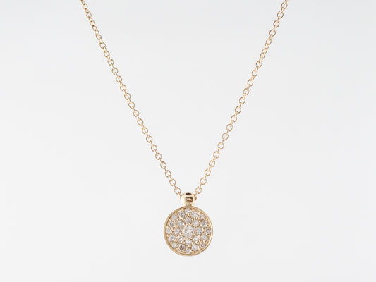 16 Inch Diamond Pave Pendant Necklace in 14k Yellow Gold