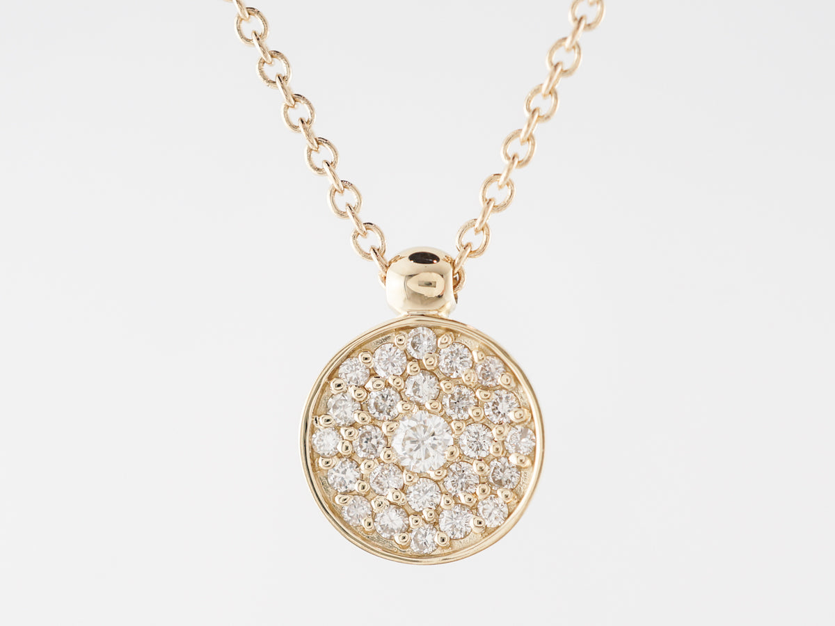 16 Inch Diamond Pave Pendant Necklace in 14k Yellow Gold