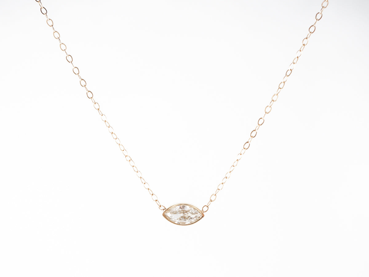 Marquise Cut Diamond Bezel Necklace in 14k Yellow Gold