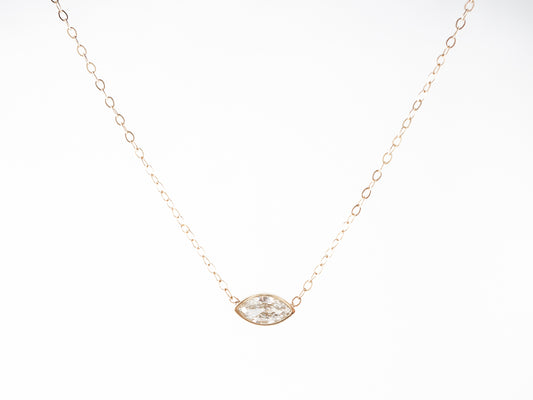 Marquise Cut Diamond Bezel Necklace in 14k Yellow Gold