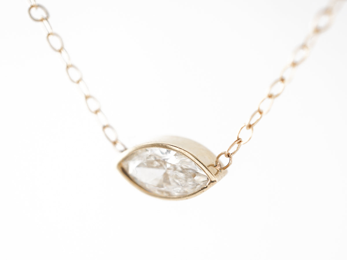 Marquise Cut Diamond Bezel Necklace in 14k Yellow Gold