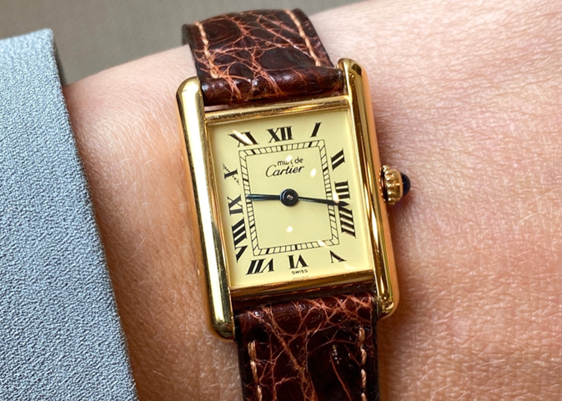 1613 Cartier Tank Women’s Watch in Yellow Gold Vermeil – Filigree
