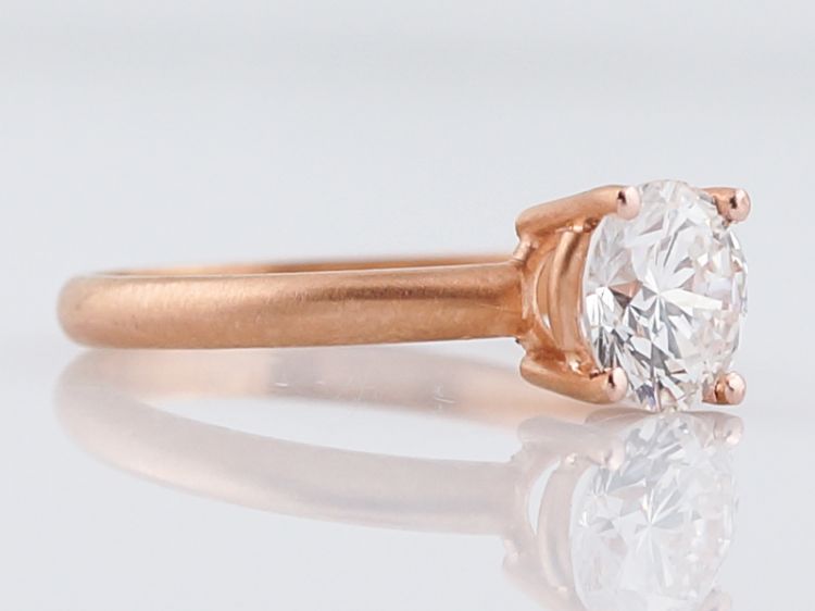 Engagement Ring Modern 1.09 Round Brilliant Cut Diamond in 14k Rose Gold