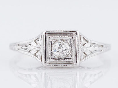 Antique Engagement Ring Belais Bro Art Deco .11 Old European Cut Diamond in 18k White Gold